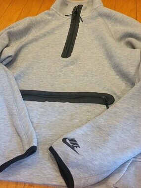 Nike Light Gray Half-Zip Pullover with Black Trim